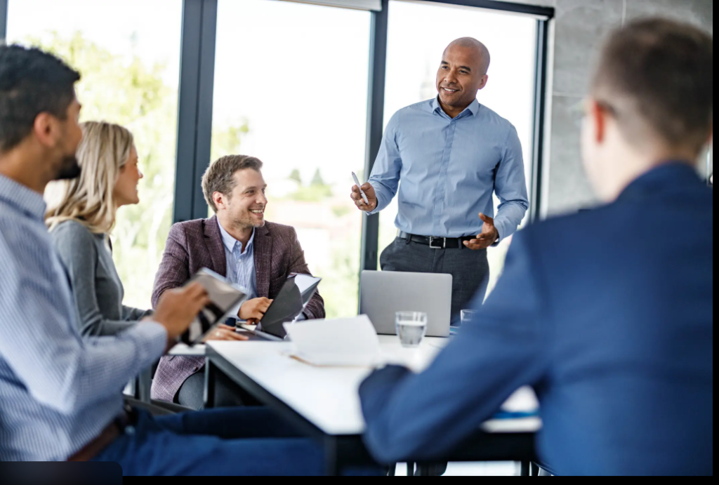 Strategic discussion between executives and corporate event planning partner