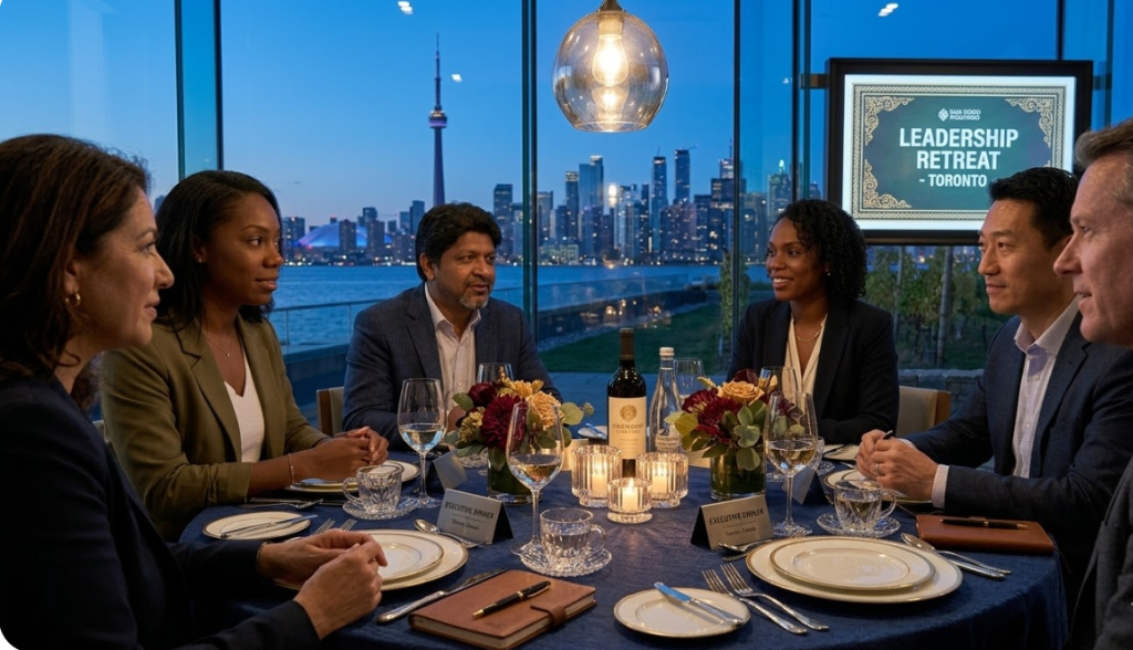 Micro-events corporate toronto intimate executive roundtable discussion showing authentic professional engagement and trust-building in small group format